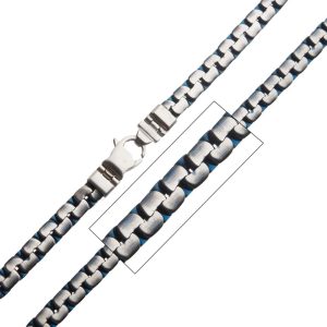 Matte Steel & Blue IP Reversible Curb Chain Colossi Necklace