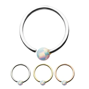 rsab211wop White Synthetic Opal Annealed attached Ball Captive Bead Rings