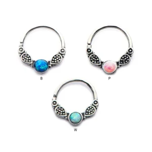 septopl Annealed Splitring with Synthetic Opal Cabochon