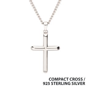 925 Sterling Silver Classic Cross Pendant with Wheat Chain