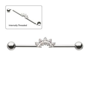 tibid11490c Titanium Internally Threaded 5 Marquise Gem Cluster with Ball End Industrial Barbell