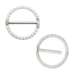 tinpr1145c Titanium CNC Set Gem Nipple Clicker Ring | Sold by piece