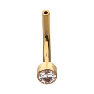 tip24ktlsc6361c 24Kt Gold PVD Threadless Bezel Set CZ Fixed Disc Bottom Curved Barbell