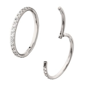 tiptsgrhc Platinum PVD Titanium 1mm CNC Set Full Clear CZ Eternity Gem Side Facing Hinged Segment Clicker