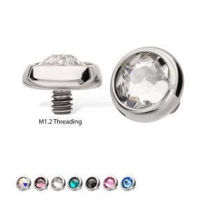 titd2430-1.jpg 14g Titanium Internally Threaded Low Profile Bezel Set Swarovski Crystal Dermal Top