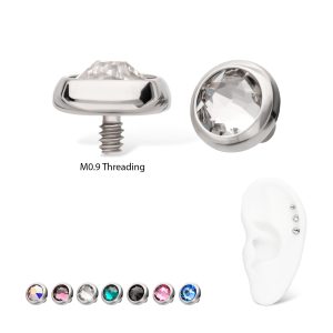 titd2625-1.jpg 16g Titanium Internally Threaded Low Profile Bezel Set Swarovski Crystal Dermal Top