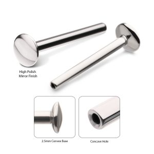 Titanium Threadless High Polish Mirror Finish 2.5mm Dome Labret Base