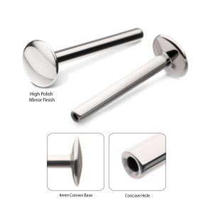 Titanium Threadless High Polish Mirror Finish 4mm Dome Labret Base