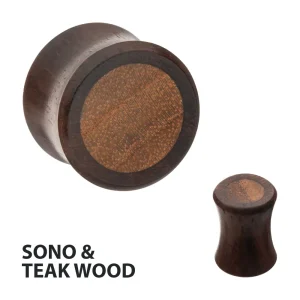 wpl019st Sono & Teak Wood Double Flare Plug | Sold as Pair