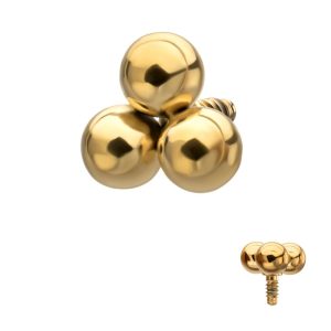 24Kt Gold PVD Titanium Internally Threaded Trinity Ball Top