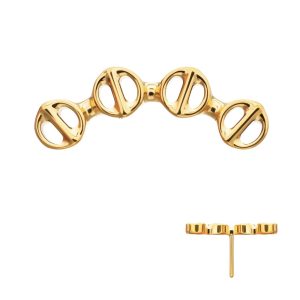 tip24ktls765 24Kt Gold PVD Titanium Threadless Low Profile Bar-Set Round Link Top