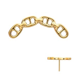 tip24ktls766 24Kt Gold PVD Titanium Threadless Low Profile Bar-Set Oval Link Top