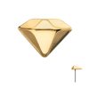 tip24ktlsdmd 24KT Gold PVD Titanium Threadless 3D Diamond Shape Top
