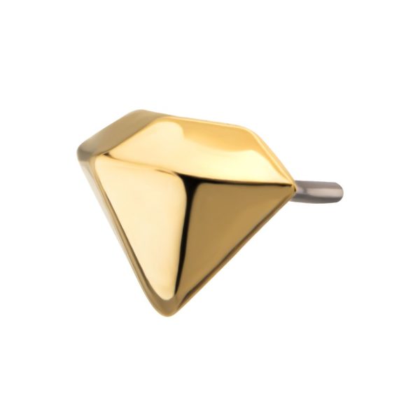 tip24ktlsdmd_a 24KT Gold PVD Titanium Threadless 3D Diamond Shape Top