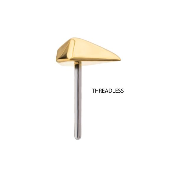 tip24ktlsdmd_b 24KT Gold PVD Titanium Threadless 3D Diamond Shape Top