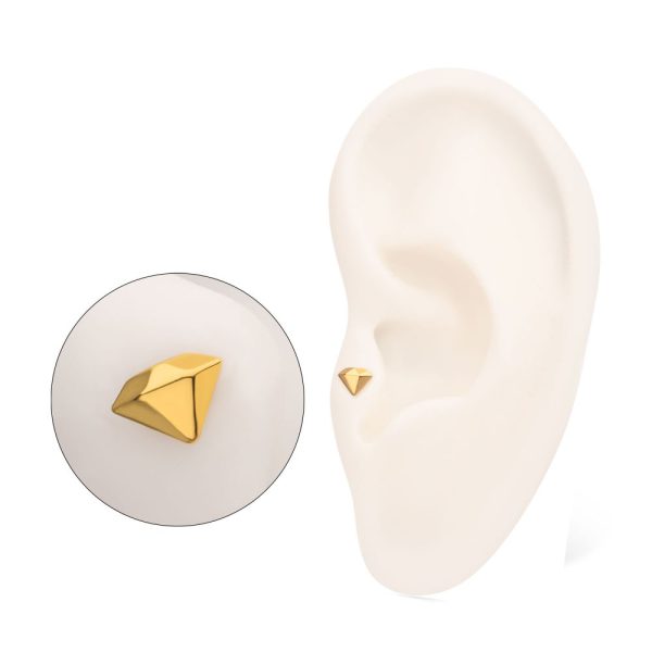 tip24ktlsdmd_ps 24KT Gold PVD Titanium Threadless 3D Diamond Shape Top