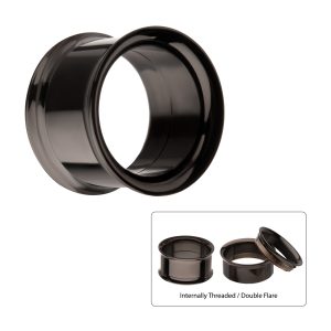 tipdfs10k Black PVD Titanium Internally Threaded Double Flare Basic Tunnel | Sold by piece