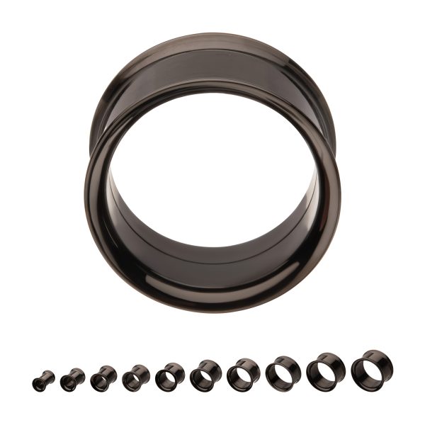 tipdfs10k_a Black PVD Titanium Internally Threaded Double Flare Basic Tunnel | Sold by piece