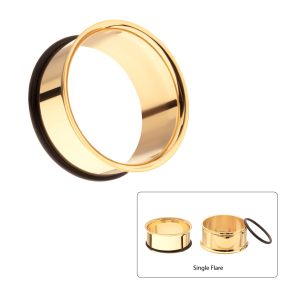 tipsf10gp 24Kt Gold PVD Titanium Single Flare Basic Tunnel | Sold by piece