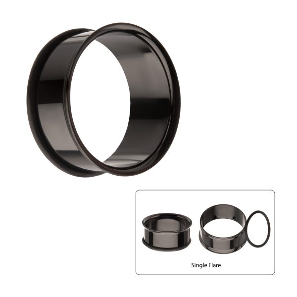 tipsf10k Black PVD Titanium Single Flare Basic Tunnel | Sold by piece