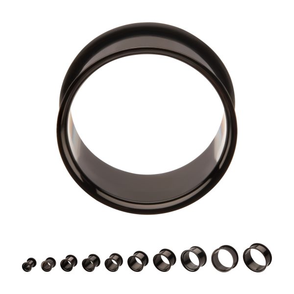 tipsf10k_a Black PVD Titanium Single Flare Basic Tunnel | Sold by piece