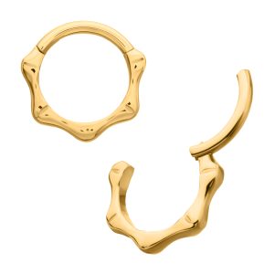 tisgrhp096gp 24KT Gold PVD Titanium Bone Shaped Front Facing Hinged Segment Clicker