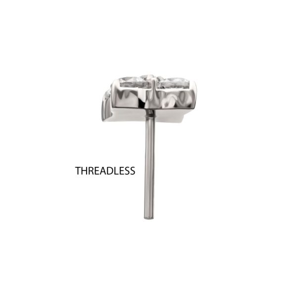 titls892c_b Titanium Threadless Square Shape Top with Prong Set 5-Gem Cluster