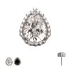 titlsbd02 Titanium Threadless Beaded Edge Prong Set Teardrop CZ Gem Top
