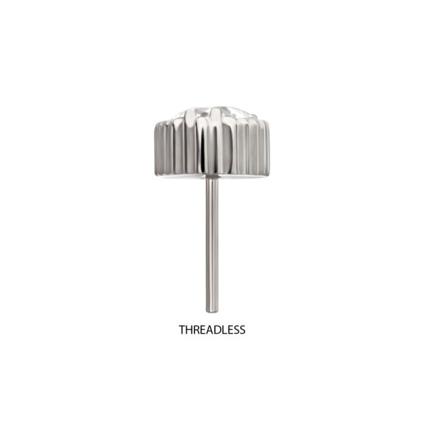 titlsbd04_c Titanium Threadless Beaded Edge Prong Set Heart CZ Gem Top