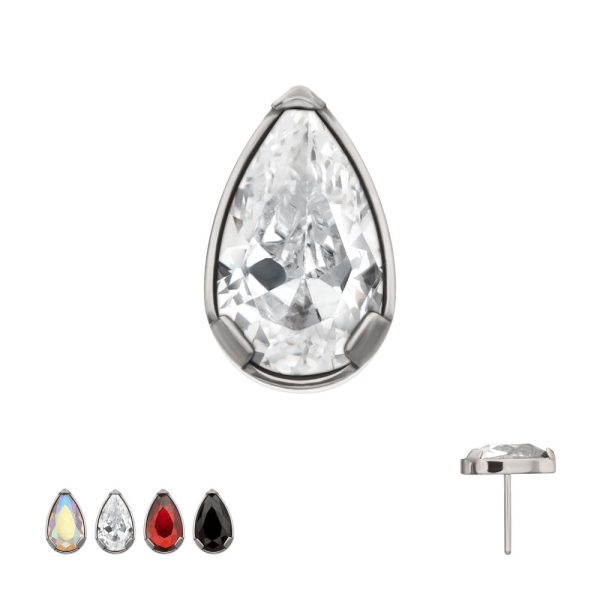 titlsbsp Titanium Threadless Prong Set Teardrop Shaped Gem Top