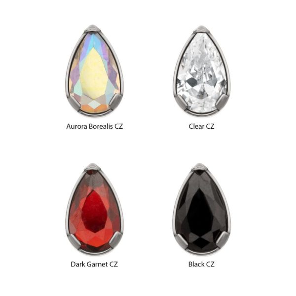 titlsbsp_a Titanium Threadless Prong Set Teardrop Shaped Gem Top