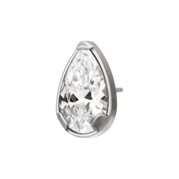 titlsbsp_b Titanium Threadless Prong Set Teardrop Shaped Gem Top