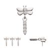 titlsfb10 Titanium Threadless Dragonfly Top with Prong Set 4-Gem Dangle