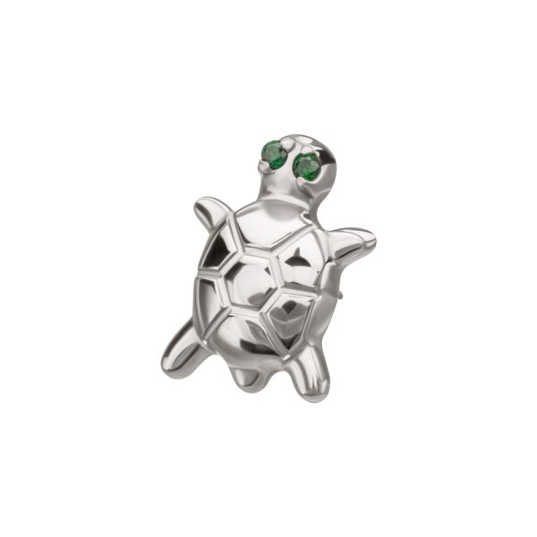titlsntturtle-e_a Titanium Threadless Turtle Top with Prong Set CZ Gem Eyes