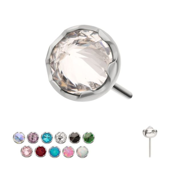 titlsprv Titanium Threadless Round Prong Set Inverse Gem Top