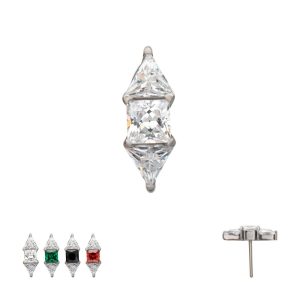 Titanium Threadless Tri-Linear Gem Cluster Top