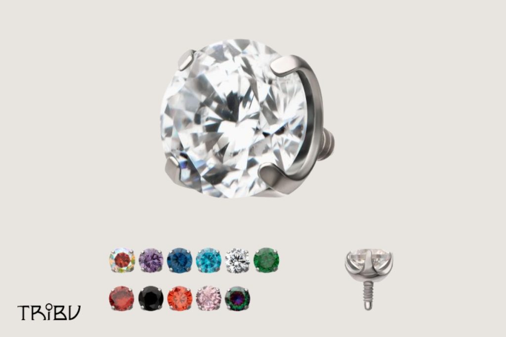 Titanium Prong Set CZ Stud Jewelry