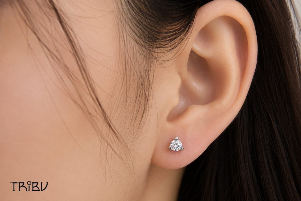 Clear Gem Titanium Stud Earring for Lobe Piercing