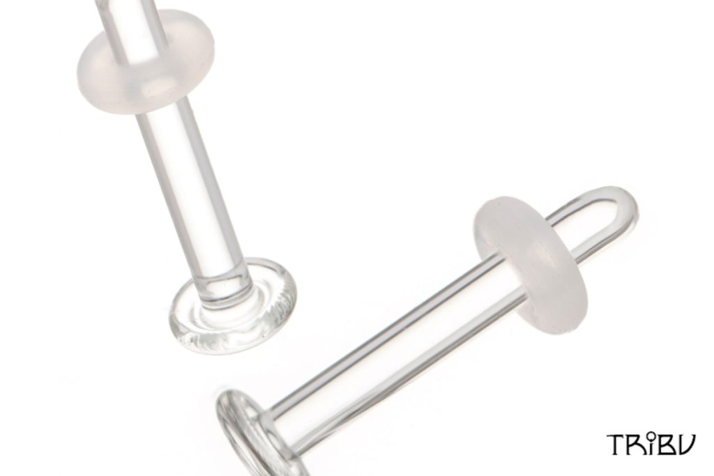 Transparent Glass Labret Retainers for Piercings
