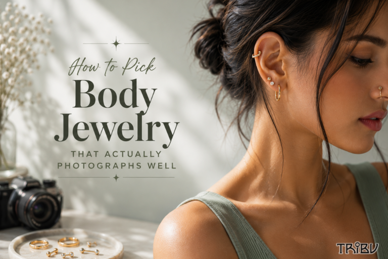 Body jewelry styled to photograph well in natural light
