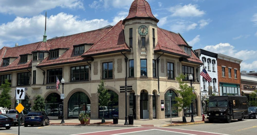 Downtown Hackensack historic clock tower building New Jersey